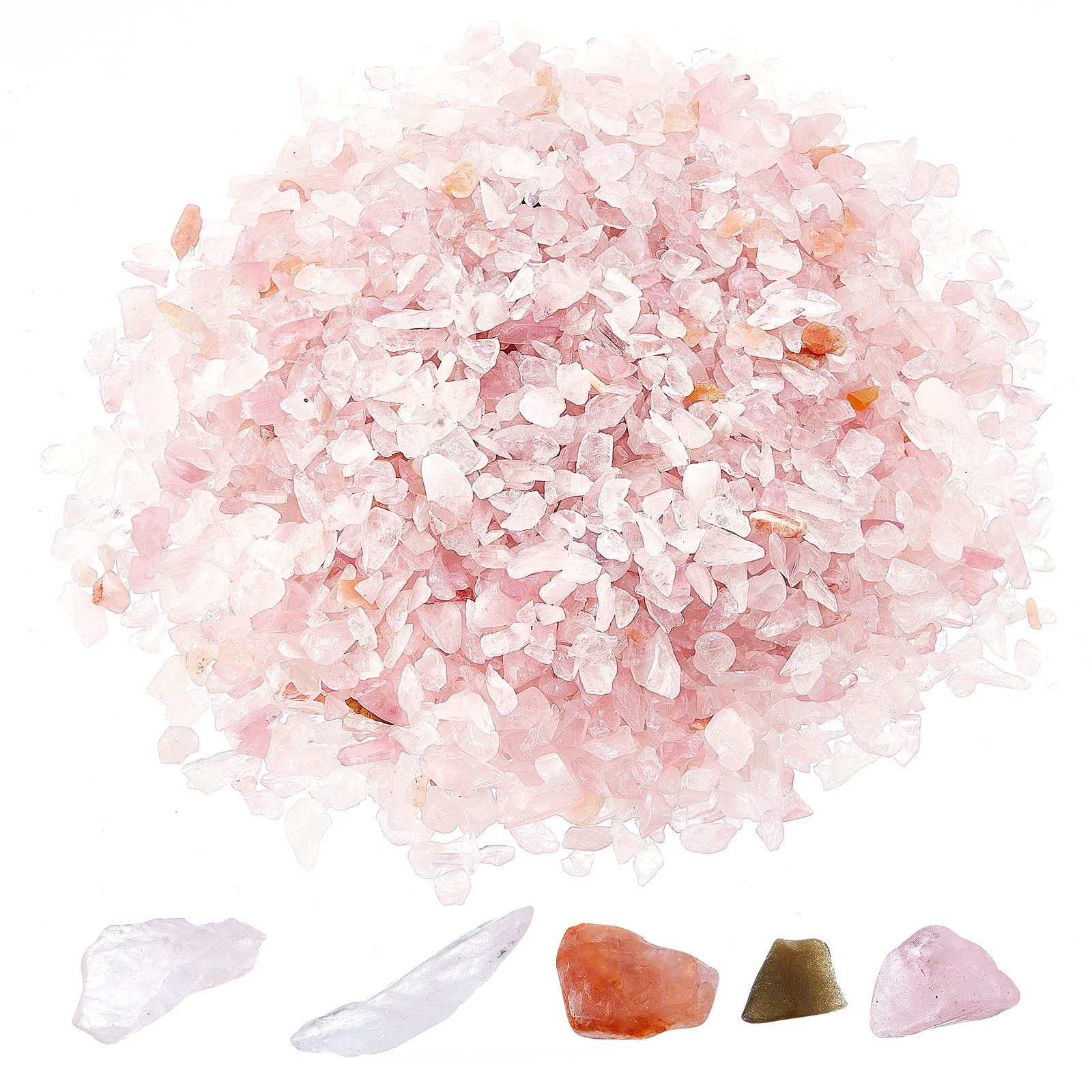 SUNNYCLUE 1 Box 100g Natural Rose Quartz Chip Beads No Hole Crystal Pebbles Bulk Irregular Shaped Quartz Rock Healing Crystal Natural Mini Stones 2-8mm Healing Indoor Decorative DIY Craft Chakra Decor