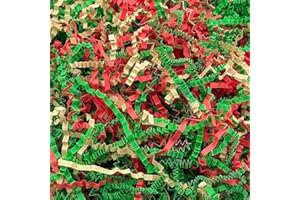 CORLCOL 1LB Crinkle Cut Paper Shred Filler for Gift Box Bag and Basket On Holidays (Christmas color)