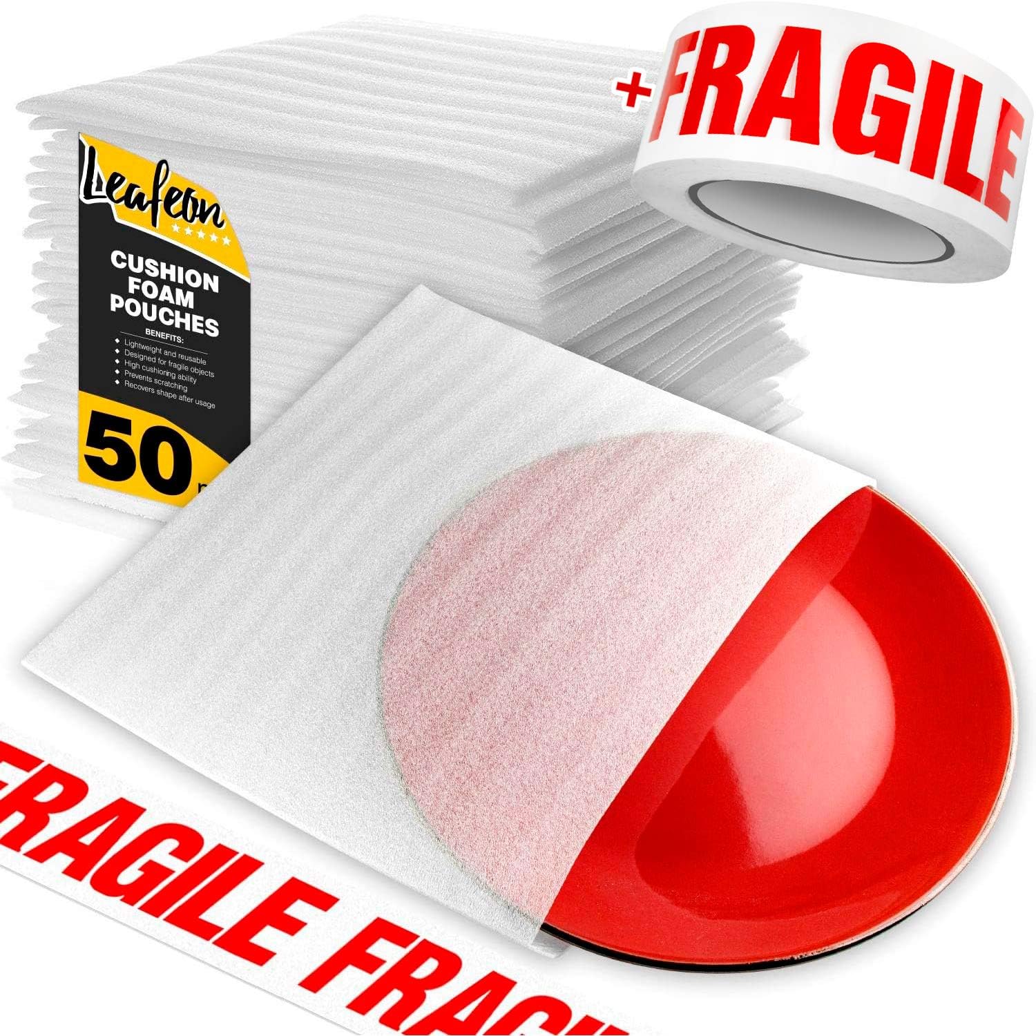 12" x 12" Foam Wrap Pouches for Packing Shipping and Moving Supplies – Foam Pouches are Great Alternative to Bubble Cushioning Wrap Moving Paper & Bubble Envelopes – Good with Moving Boxes – 50 Pack