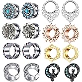 TIANCI FBYJS 8 Pairs Stainless Steel Ear Tunnles Earrings Gauges For Women Cat Body Piercing Plugs Stretcher