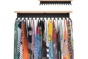 iBobbish Premium Trophy and Medal Display Shelf 16inchL,Metal Trophy Shelf with Hooks Upgraded,Large Bamboo Trophy Board Display,Sturdy Trophy Shelf with Hooks for Medals Metal Wall Mount Medals