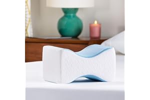 Linenspa Orthopedic Gel Memory Foam Knee Pillow for Side Sleepers-Back, Leg, Hip, Joint, Pregnancy, Sciatica Pain Relief, Dorm Room Essentials
