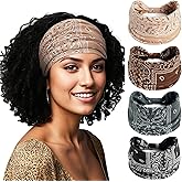 Dresyu Wide Headbands for Women Non Slip Stylish Knotted Headhand Bandana Boho Head Bands African Head Wraps Yoga Workout Hair Accessories 4 Pack
