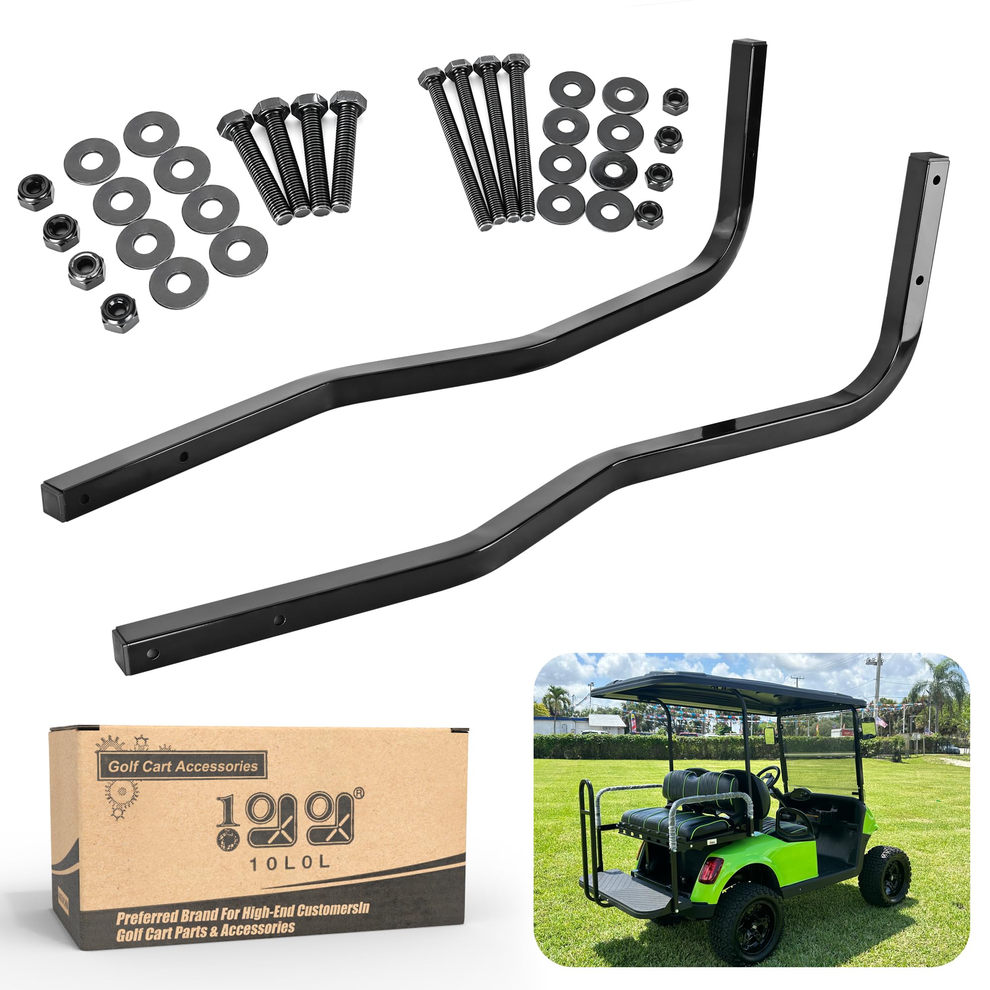 Photo 1 of 10L0L Heavy Duty Golf Cart Rear Strut Support Brackets for EZGO RXV Long Roof (Fits 88 Inch Long Top Models Only), Durable Rear Strut Brace & Long-Lasting Performance
