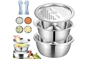 5-in-1 Germany Multifunctional Stainless Steel Basin with Grater & Drain Basket, Vegetable Fruit Washing, Shredding & Choppin