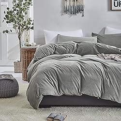 Cottonight Gray Velvet Comforter Set Queen Plush