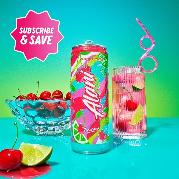 ALANI NU CHERRY TWIST, SUGAR FREE, LOW CALORIE ENERGY DRINKS, 200MG CAFFEINE, BIOTIN, B VITAMINS, ZERO SUGAR, 15 CALORIES, 12 FL OZ CANS, 24 PACK
