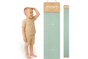 KIBAGA Beautiful Growth Chart for Wall - Cute Height Chart to Easily Track Your Kids' Growth and Milestones - Essential Baby and Toddler Playroom Decor That is Great for Gifting and Creates Lasting Memories