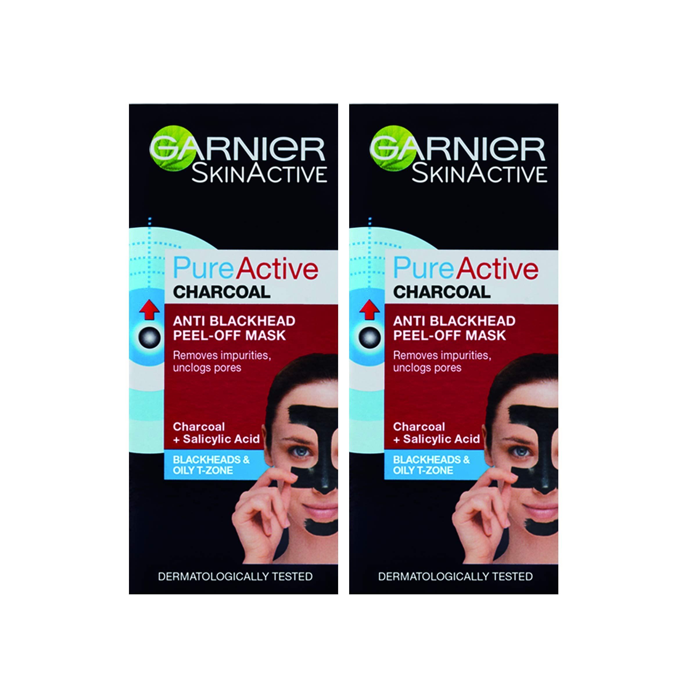 Garnier Pure Active Anti Blackhead Charcoal Mask Peel Off, 2 x 50ml