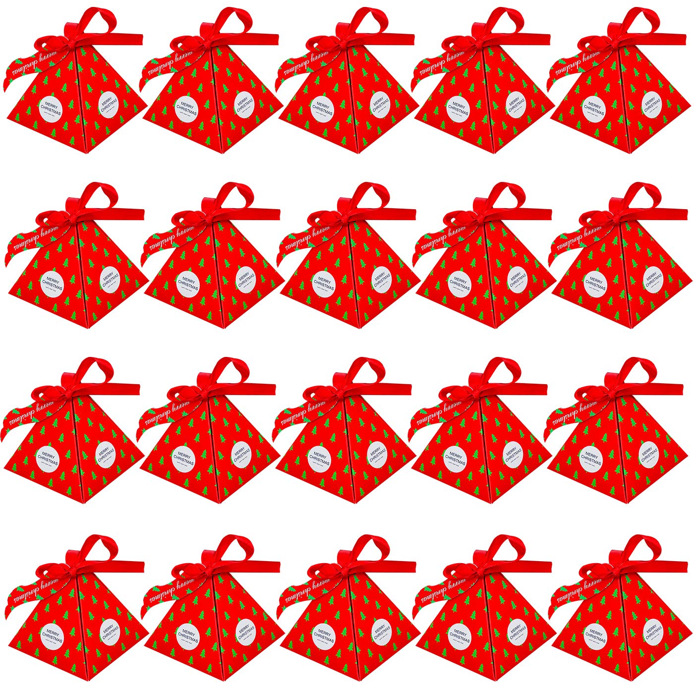 JPYH 20 Pieces of Christmas Carton Packaging Creative Christmas Candy Packaging Boxes Boxes With Ribbons Christmas Party Supplies