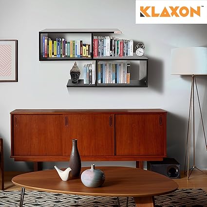 Klaxon Home Decor Wall Shelves (Matte Finish, Black)