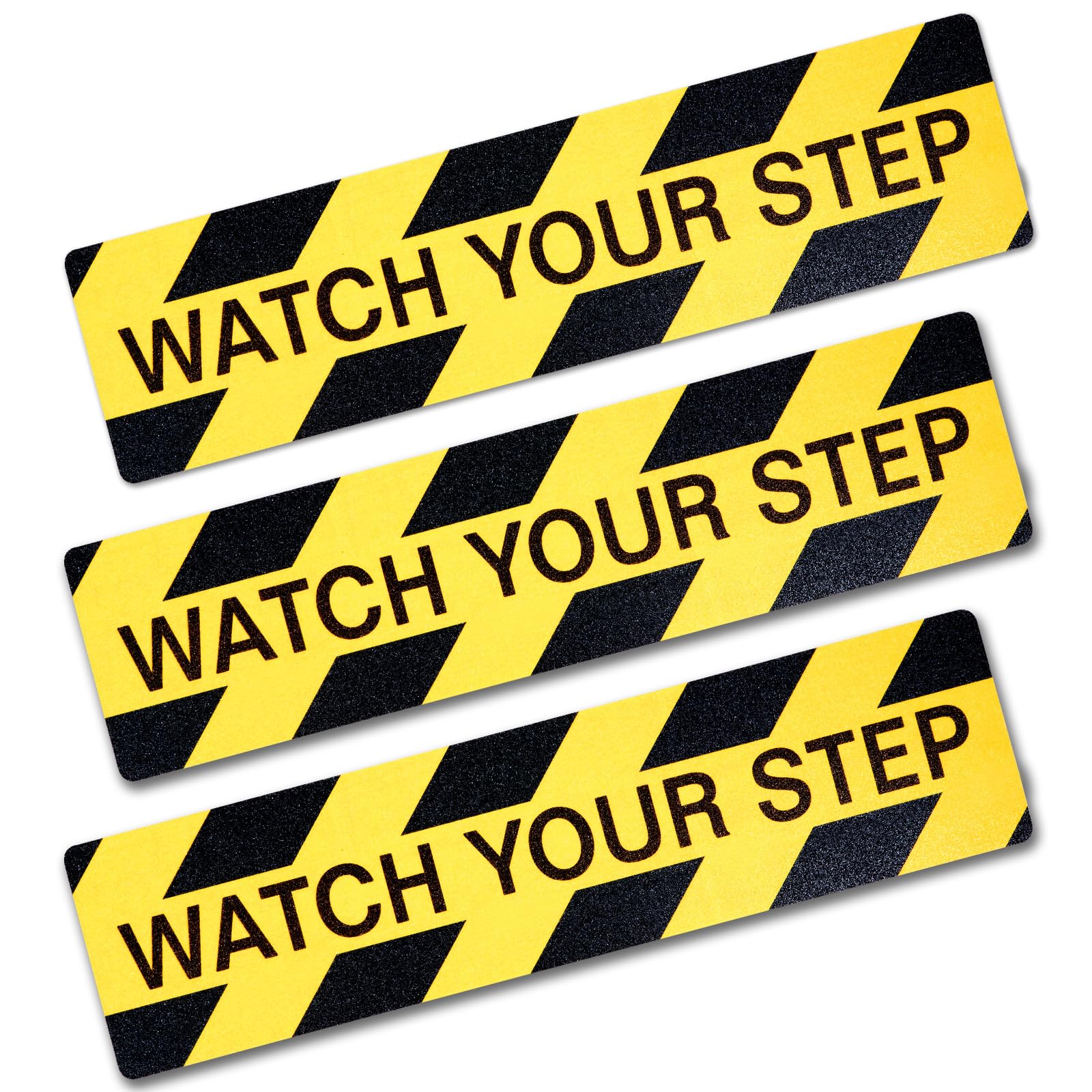 Photo 1 of ***ONLY 1***  Domthent 1 Pack Watch Your Step Sign Sticker 6 x 24 Inch – Self-Adhesive Anti-Slip Grit Floor Decals Stickers, Watch Your Step Sticker for Wet Floor Caution, Workplace Home Safety, Indoor Outdoor Use (1)