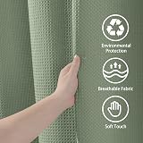 Shower Curtain 182x198cm Green with Metal Hooks Waffle Fabric view 7