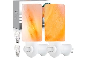 Nevlers 2 Pk Himalayan Pink Salt Lamp Night Lights Plug into Wall | 5.5" Cylinder Shape Salt Lamp Night Light with Switch | Handcarved Crystal Night Light | UL Listed 360° Rotatable Wall Night Light