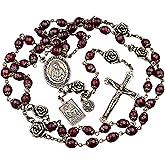 Bless And Heal Me Seven Sorrows Pieta Good Hope Red Agate Vintage Bronze Antique Style Rosary