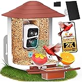 birdsnap® TUC Bird Feeder with Camera 2K HD, Solar Panel 32GB Card 4-in-1 Perch, 160°View Auto Detect & Notify AI Identify Video Bird Camera Wireless Outdoors Ideal Gift for Birds Lover