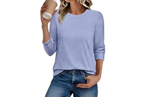 ADOREJOY Womens 3/4 Length Sleeve T Shirt Casual Crew Neck Tunic Tops Basic Tees Pullover Blouses
