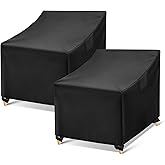 WLEAFJ Outdoor Chair Covers Waterproof, Black Lawn Patio Furniture Covers, Heavy Duty Wicker Garden Sofa Chair Cover, 2 Pack - 30" W x 37" D x 31" H