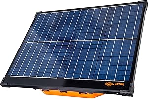 Gallagher S400 Solar Electric Fence Charger | 4.0 Joule Solar Powered Energizer | Powers Up to 60 Miles / 280 Acres of Fence | Livestock and Pet Containment | Battery and Leadsets Included