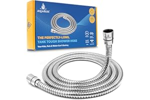 AquaBliss Handheld Shower Hose - 6.5'Ft Extra Long Replacement, Universal Fit - Anti-Tangle 360 Rotation - Anti-Burst EPDM Woven Nylon, Rust Proof Brass/Stainless Steel Shower Head Hose Cord Extension