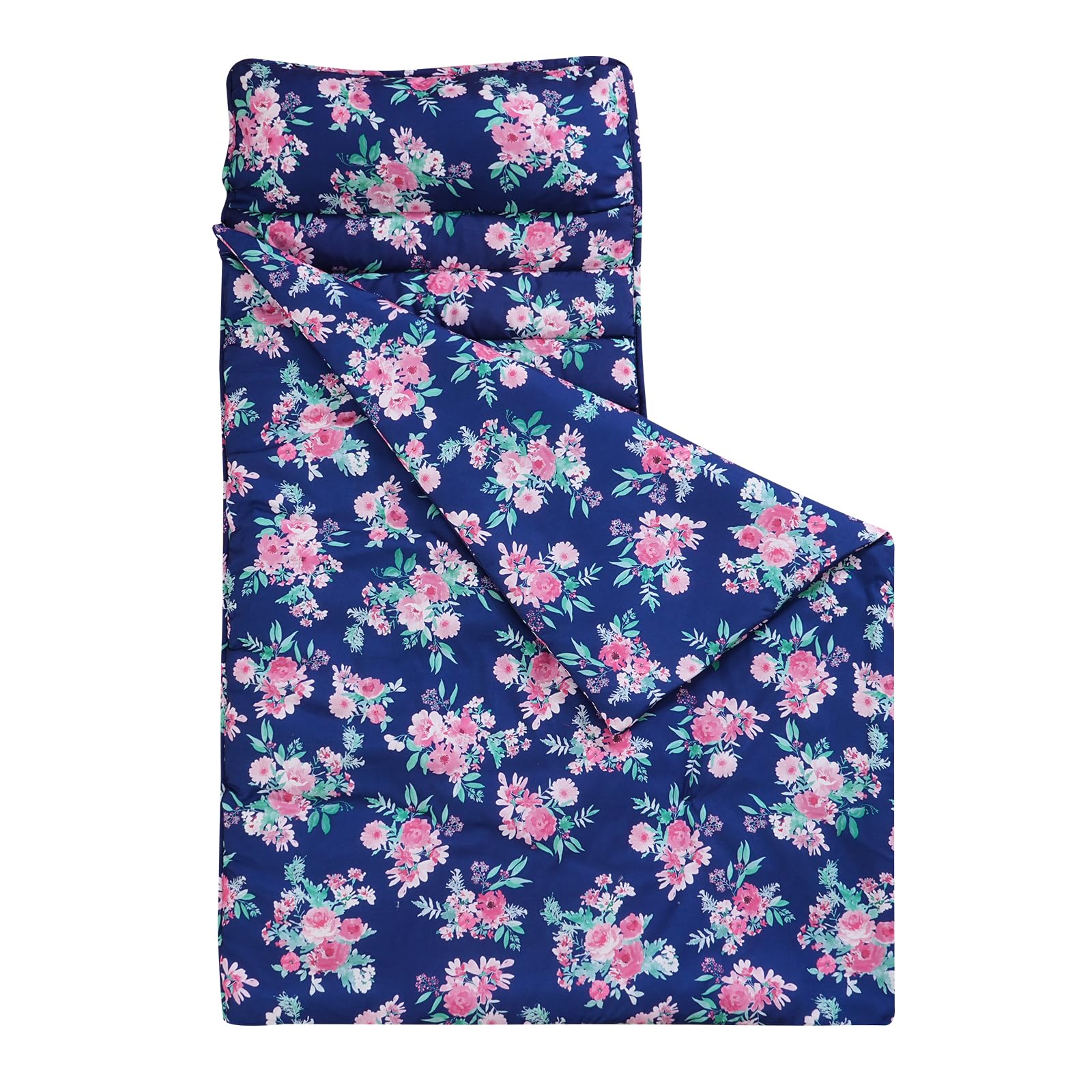 Photo 1 of david's kids Toddler Nap Mat Set with Removable Pillow, Ultra Soft Slumber Bags for Boys Girls?Perfect for Preschool, Daycare, Kids Sleeping Bags with Rollup Design, 50"x20", Navy Floral