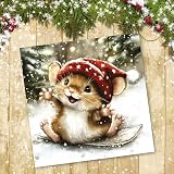 Absolutely Yours Charity Christmas Cards Pack 32 Festive Mice 100x100mm view 4