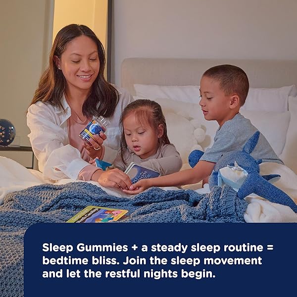 MOMMY’S BLISS KIDS SLEEP MELATONIN GUMMIES, NO ARTIFICIAL COLORS, FLAVORS OR GELATIN, STRAWBERRY FLAVOR CHILDREN’S MELATONIN GUMMIES, AGE 3+, 60 COUNT