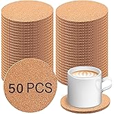 50 pcs Cork Coasters for Drinks, Bulk Blank Coasters DIY Crafts, Non-Slip, Heat-Resistant, Absorbent and Reusable Coffee Coaster for Home Tabletop Decoration