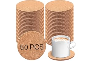 ANPUIMULT 50 PCS Cork Coasters for Drinks, Bulk Blank Coasters DIY Crafts, Non-Slip, Heat-Resistant, Absorbent and Reusable Coffee Coaster for Home Tabletop Decoration