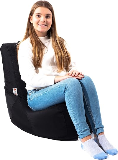 MaxiBean Black Bean Bag Chair Indoor Outdoor Kids Gaming Recliner