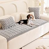 Tiwwie Couch Cover for Dogs Fuzzy Sofa Covers for Pet, Geometric Jacquard Coral Pet-Friendly Washable Non-Slip Sofas Slipcover Cushion Protector Pets Mat Dog Bed Mats Dim Gray 27.6”x 59.06”
