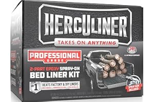 Herculiner Professional Grade Truck Bed Liner Kit – 2K Urethane, Black – Spray or Roll-On – Includes Liner, Hardener, Spray G