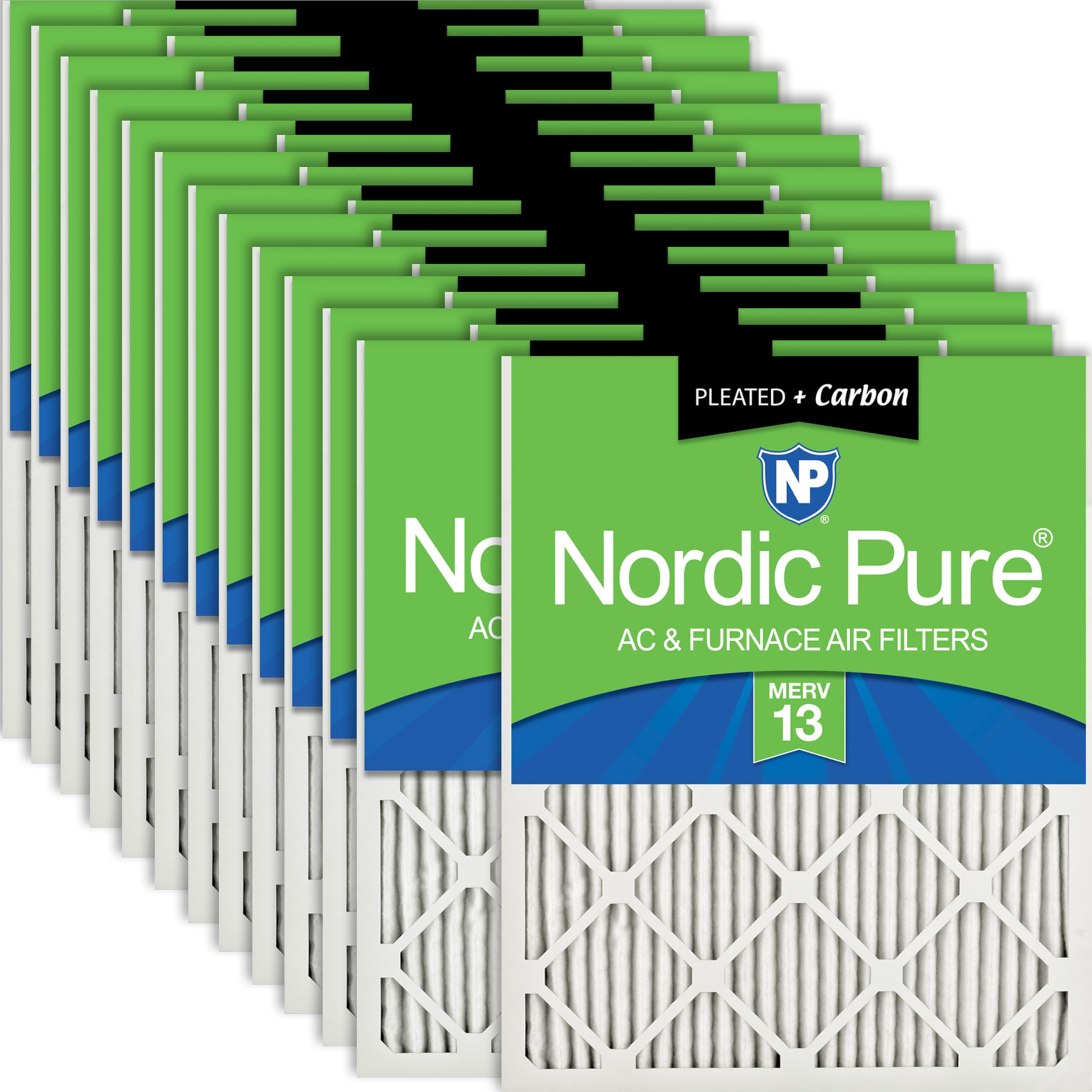 Nordic Pure 14x24x1 (Actual Size: 13 3/4 x 23 3/4 x 3/4) Pleated Air Filters MERV 13 Plus Carbon 24 Pack Image
