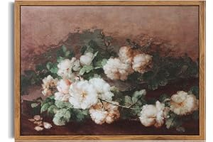 Bluebubble Framed Canvas Vintage Wall Art For Living Room Home Decoration, Rose and Guitar Large Canvas Classic Oil Painting Wall Art Home Decor for Hallway, Dining Room, Bedroom Canvas Prints -