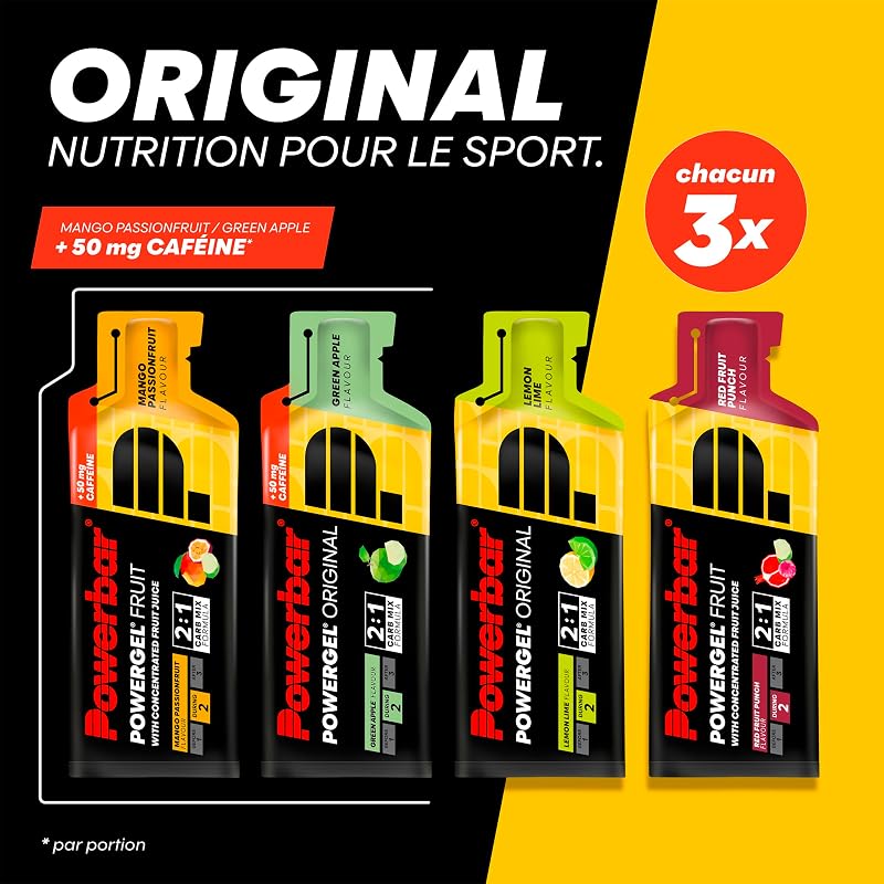 - PowerGel Multiflavour Box - 12x41g - Gel énergétique riche en glucides - Sodium