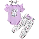 DISAUR Baby Girls Clothes Newborn Infant Baby Girls Outfit Long Sleeve Ruffle Romper Floral Pants Headband Sets 0-18 Months