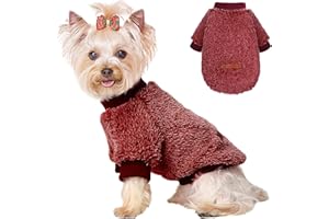Kosiyi Dog Sweaters for Small Dogs Girl Boy, Puppy Clothes Chihuahua Teacup Yorkie Fleece Sweaters Spring Winter Warm Sweater Tiny Dog Outfits Pet Clothes Cat Sweater (Red, Small)