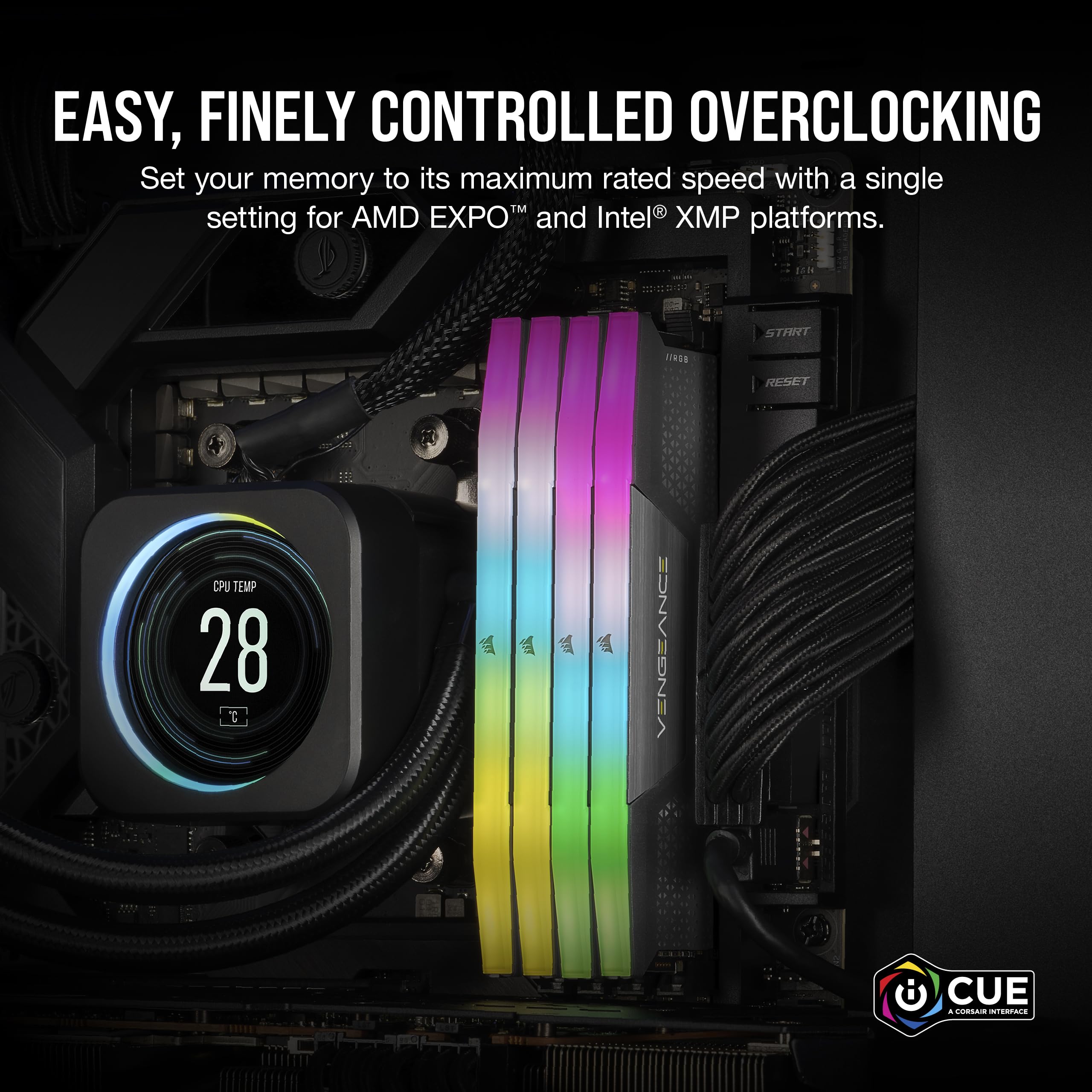 Corsair Vengeance RGB DDR5 RAM 64GB (2x32GB) 6000MHz CL38-44-44-96 1.35V AMD Expo Intel XMP 3.0 Desktop Computer Memory – Gray (CMH64GX5M2B6000Z38)