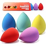 BEAKEY 5 Pcs Makeup Sponges Set, Latex-Free, High-definition Wonder Blender for Liquid, Cream, and Powder, Soft and Flexible 