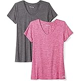 Amazon Essentials Women's Tech Stretch Short-Sleeve V-Neck T-Shirt (Available in Plus Size), Multipacks