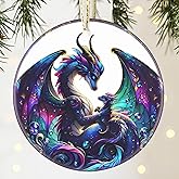 Dragon Ceramic Christmas Ornament, 3.5 Inch Hanging Decor for Tree, Gift Exchange Present
