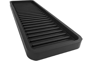 Happitasa Silicone Kitchen Sink Organizer Tray, Sponge Holder and Countertop Protector | Bathroom and Kitchen Soap Dish and Dispenser Tray (Black, 12"x4")