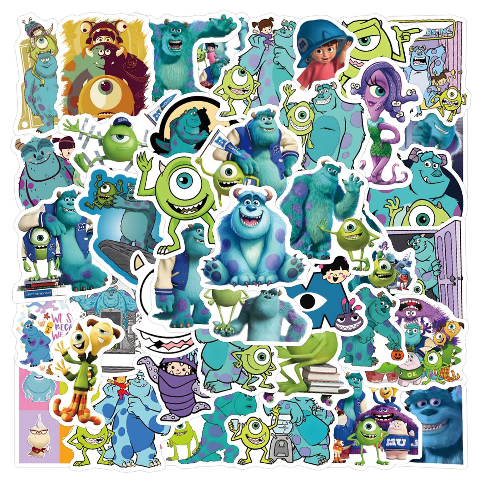 60pcs Popular Classic Anime Stickers for Teens, Teen-Age Cartoon Monsters Sticker for Water Bottle,Laptop,Waterproof Vinyl Decals for Teens Adult Party Supply Favor Decor(Green-A)