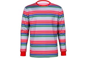 JORCTOMRY Adult Horror Rainbow Striped T Shirt Long Sleeve Shirt Halloween Costume Doll Cosplay