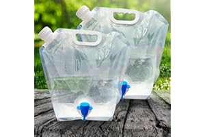 Cooltto 2 Pack 2.6 Gallon Premium Collapsible Water Container Bag, BPA Free Food Grade Clear Plastic Storage Jug, No-Leak Fre