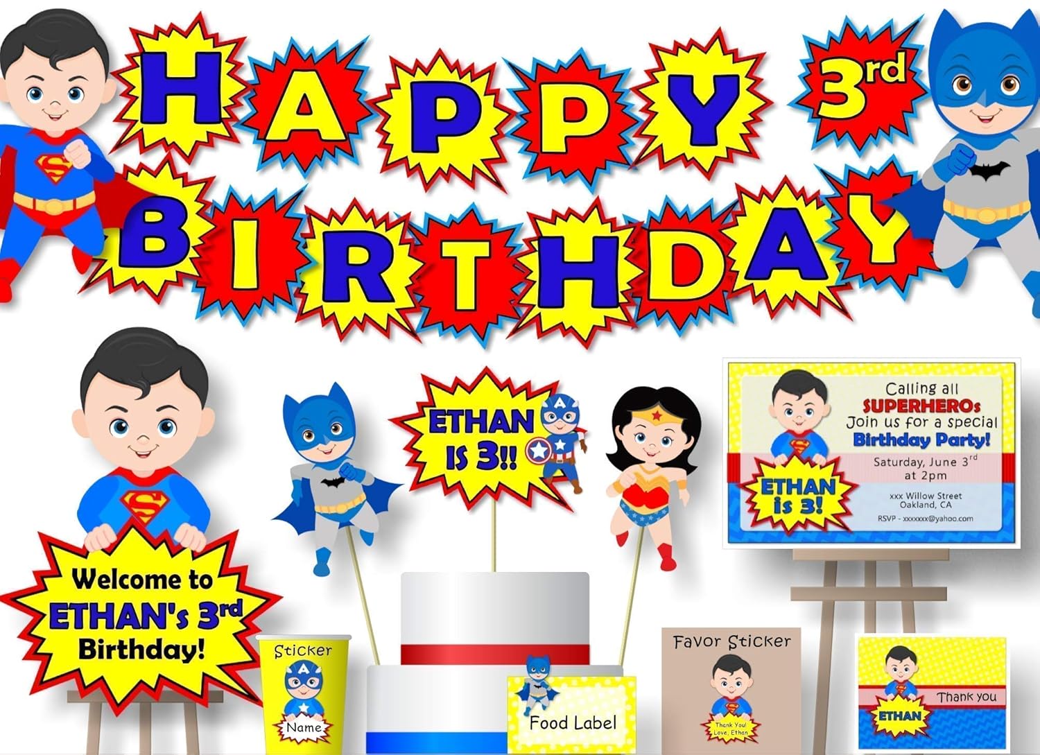 Amazon Com Personalized Superhero Birthday Party Baby Shower