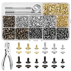 480 Sets Rivets for Leather, 4 Colors 3 Sizes