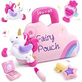 JoyCat My First Purse Toddler Toy, 5PCS Unicorn Pretend Play Set, Baby Gift | Pretend makeup accessories support open, pack, and role-play, encourages imaginative play, creativity