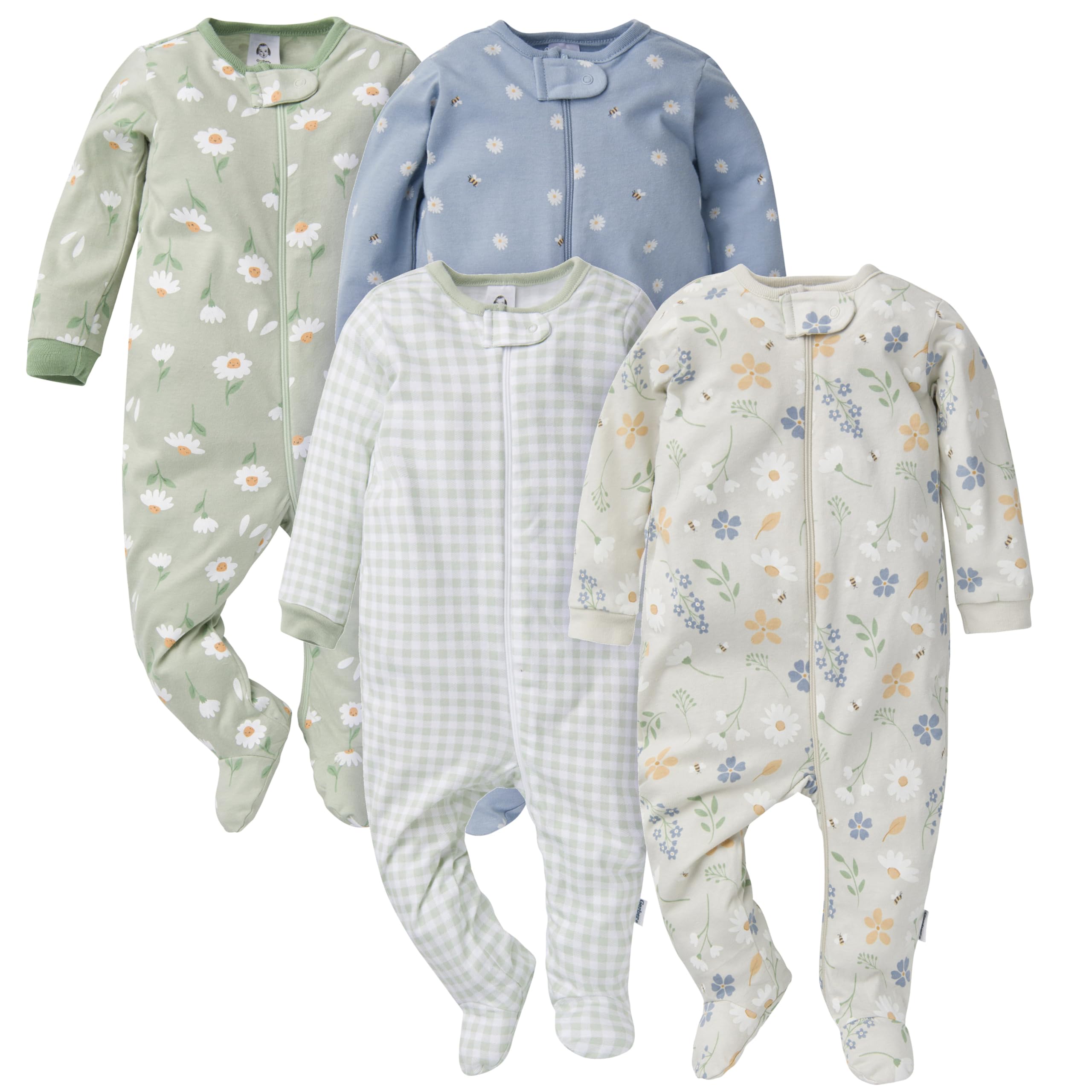Photo 1 of Gerber Baby Girls' 4-Pack Sleep 'N Play Footie, Daisy, 3-6 Months