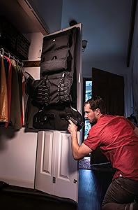 Allen Company Gun and Rifle Storage Hanger, Over The Door Closet Hanger - 20 x 50 inches, Pistol/Handgun/Rifle - Black, One Size